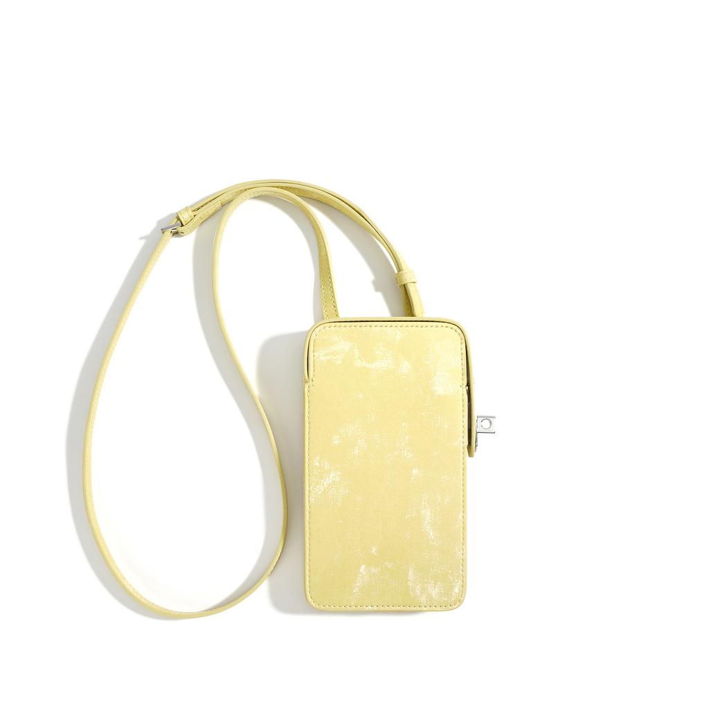 Cowhide Mobile Phone Bag, Simple Texture Mobile Phone Messenger Bag, Genuine Leather Mini Square Bag