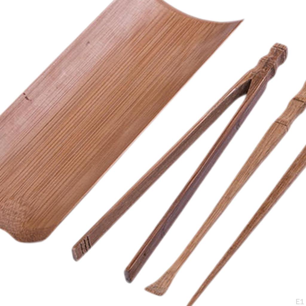 Bamboo Tea Pin Spoon Clip Set, Ceremony Essential Utensil Kungfu