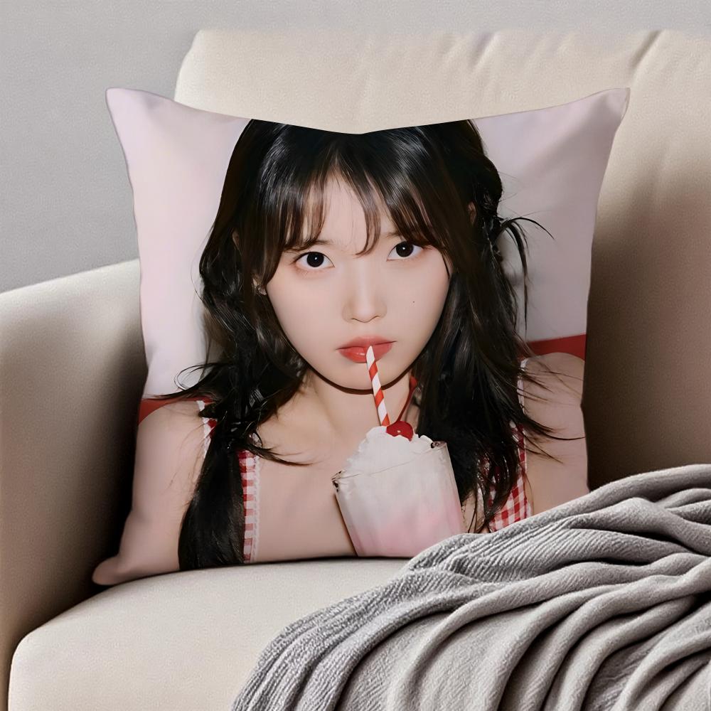 

South Korea Beauty lLee Ji Eun IU Cushion Cover Pillowcase Antidustmite Invisible Zipper Short Plush Sofa Cushion 30X30cm