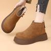 Women's Faux Suede Furry Mini Boots Winter Platform Short Boots Cozy Faux Fur Slip-On Flat Snow Booties Warm Home Outdoor Walking Shoes for Women