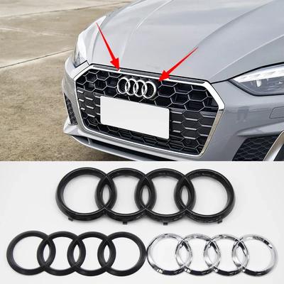 For 8L ABS 4 Rings Logo Audi Emblem Car Front Hood Emblem Bonnet Badge Rear Trunk Badge For Audi A3 A4 A5 A6 A7 A1 Q2 Q3 Q5 Q7 Q8 TT