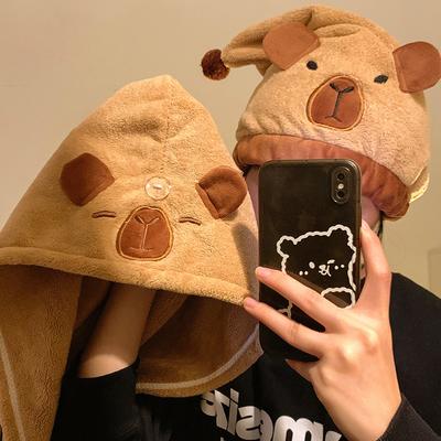 Capybara Hair Drying Hat Quick-Dry Hair Towel Cap Water Guinea Pig Hat Bath Hat Towel Cap Super Absorption Hair Dry Cap