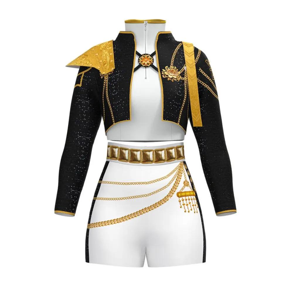 Kids Rumi Zoey Mira Demon Hunters Kpop Cosplay Costume for Child Girls Printed Clothing Roleplay Outfits Halloween Carnival Suit