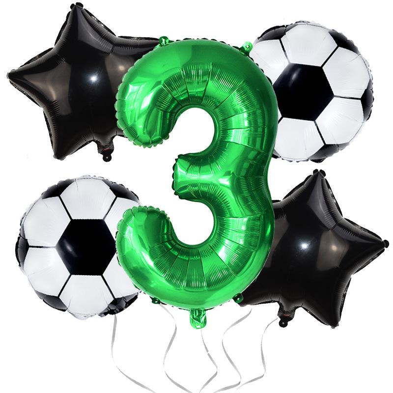 Soccer Birthday Balloon Kit Foil Football Air Globos 32inch Foil Number Balloons Kids Boys Sports Theme Party Favors Supplies