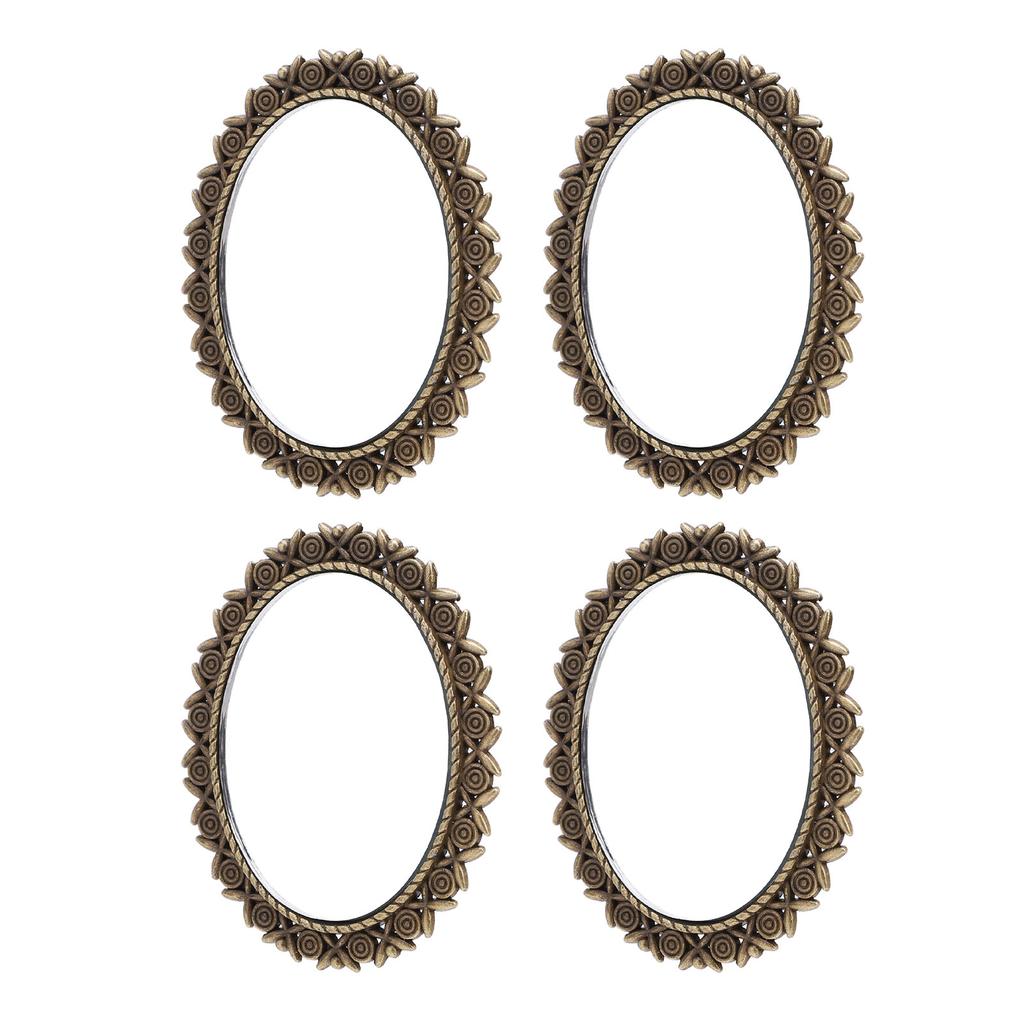 4 Pcs Dollhouse Miniature Framed Mirror 1/12 Scale Antique Rose Pattern Alloy Handcrafted