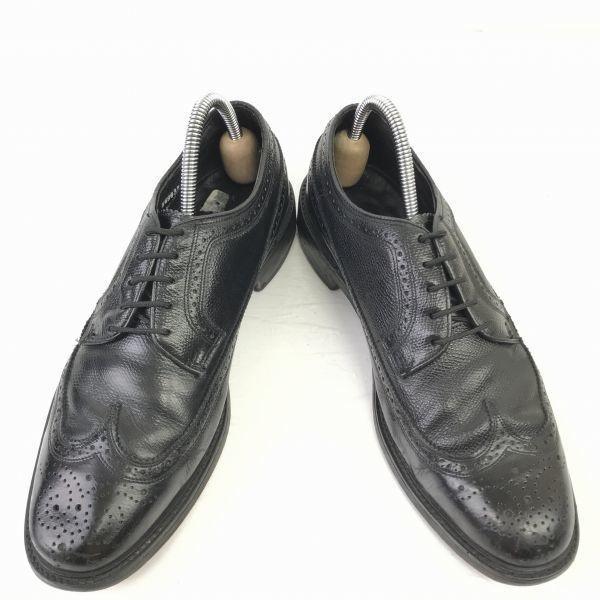 Vintage 80s-90s / Made In USA / FLORSHEIM Long Wingtip Goodyear Welt Leather Shoes Black /8.5E / 26.0-26.5cm/(USED)