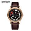 Sanda Men's Creative Wheel Quartz Watch - Trendy Rotating Waterproof Wristwatch