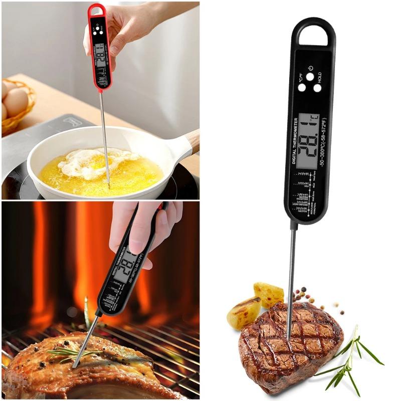 Digitales Fleischthermometer mit klappbarer Sonde Ölthermometer Stab Fleisch Kochthermometer für Küche Outdoor Grillen und BBQ