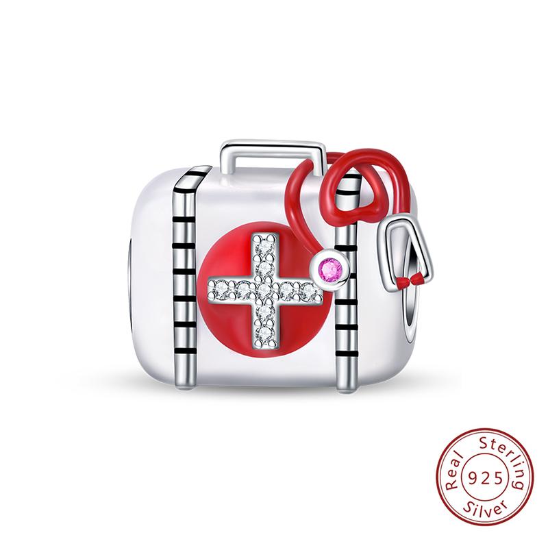 Silve Charms Beads Doctor'S Teeth Dentist Charms First Aid Kit Dangle For Bracelet Occupation Jewelry Gift