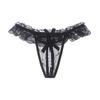Lace Crotchless Pearl Thong - Sexy Transparent T-Pants, Plus Size, Erotic Open Crotch.