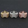 Milangirl New Hip Hop Rock Five Star Rings Men Luxury Women Rhinestones Zircon Pentagram Rings Women Wedding Party