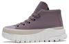 LEATHER BOOT Platform Slip Resistant Abrasion Resistant Mid Top Casual Shoes Women's Eggplant Skin Purple AZGS144-2