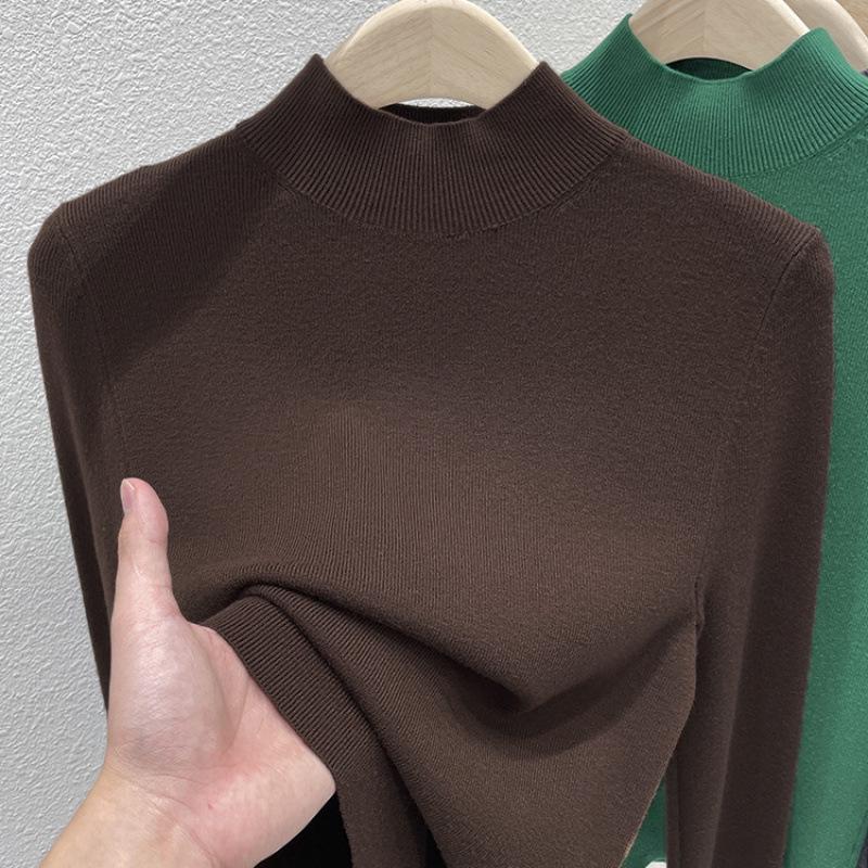 

Женский облегающий трикотажный свитер с мягким полувысоким воротником Осень/Зима 2024 S 80-95