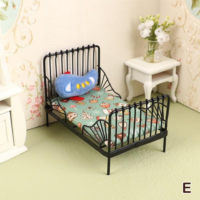 

Dollhouse Miniature Metal European Bed Cradle Sheet Cushion Hanging Ornaments Bedroom Decor Furniture Toy 1Set 1 12 with Kid Friendly Entertaining Fun