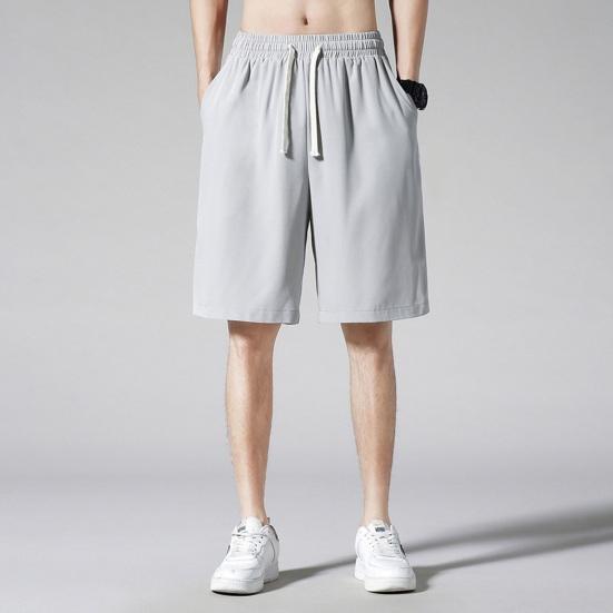Men Shorts Elastic Waistband Drawstring Design Summer Sport Pants Ultra-Thin Ice Silk Fitness Short Pants