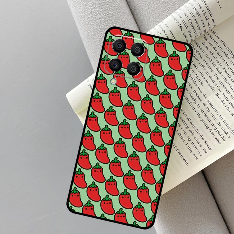 Red Chilli Pepper Pattern For Samsung Galaxy M16 M11 M21 M31 M13 M33 M35 M53 M55 M15 M14 M34 M54 M12 M32 M52 M06 Case