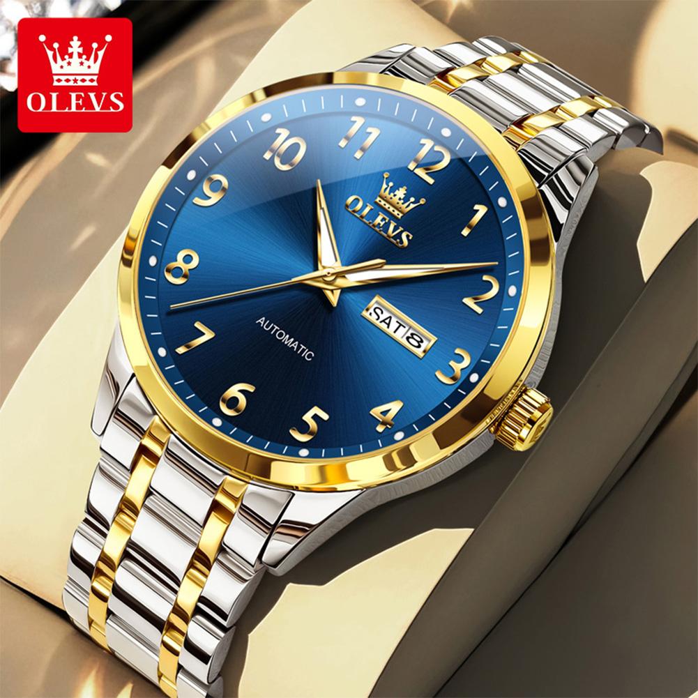 OLEVS 7078 Mens Watch Automatic Mechanical Watch Luxury Brand High Quality Original Stainless Steel Day Date Watches For Man New