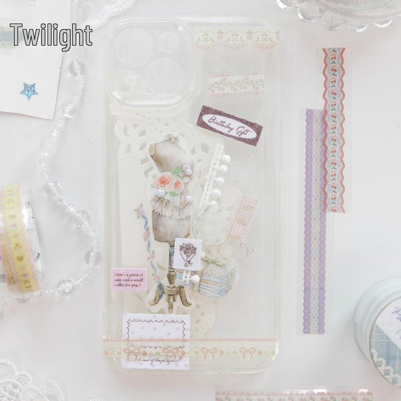 Twilight Dream Series PET Fabric Adhesive Tape - Fresh Ins Style, 6 Patterns for Journaling and Decoration