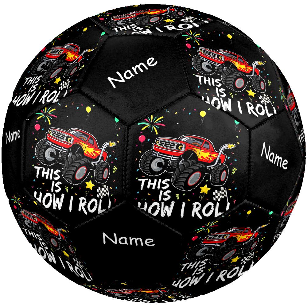 Individueller Name LKW-Thema Größe 5 Fußball, Geeignet für Indoor- und Outdoor-Spiele, ein Geschenk für jeden geeignet.