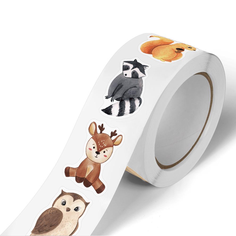 500Pcs/Roll Forest Animals Graffiti Stickers Cute Fox Deer Decals DIY Laptop Journal Notebook Kawaii Envelope Seal Label Sticker