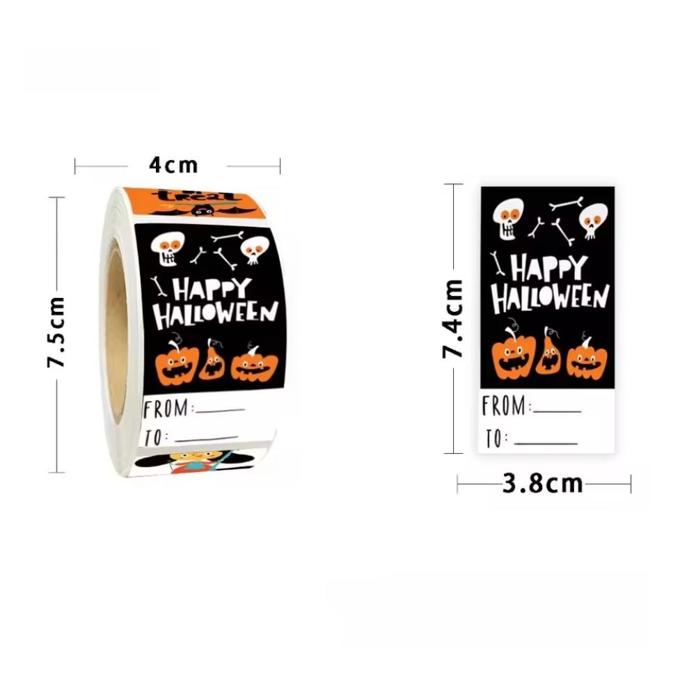 300PCS/Roll Halloween Gift Tags Self Adhesive Funny Festive Stickers for Party Decoration Gift Wrapping Packaging Holiday Labels