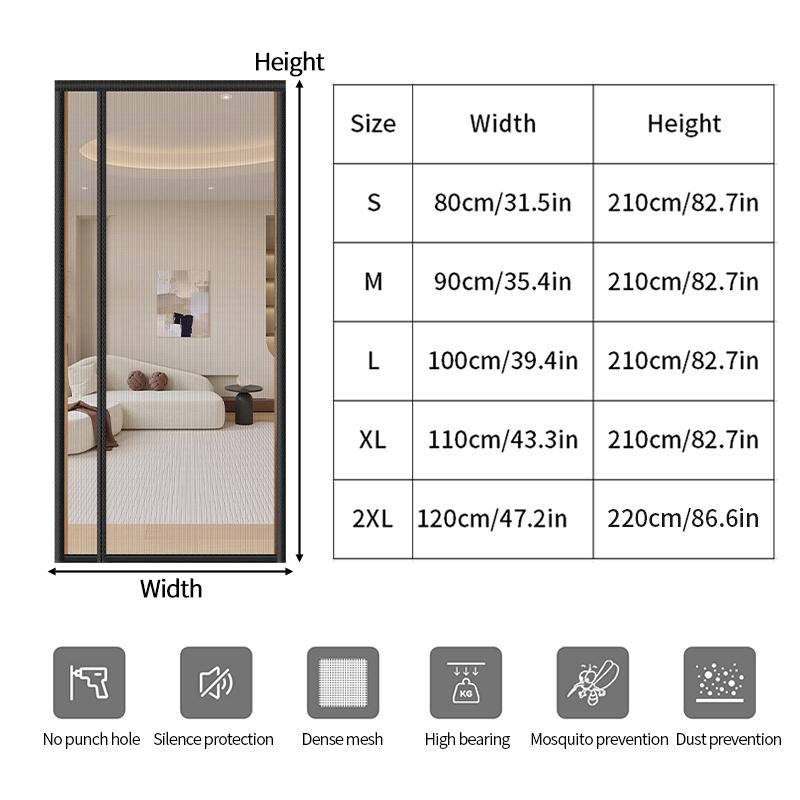 Anti-Mosquito Door Screen Magnetic Auto-closing Door Curtain Self-adhesive Anti-Fly Insect Door Net Mosquito-proof Mesh