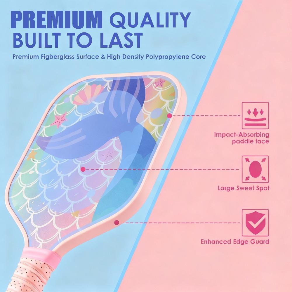 Mermaid Cat Pickleball Paddle Toys with 2 Pickleballs Kids Sports Paddle Toys  Gifts