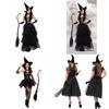 Spellbinding Sleeveless Witch Dress Featuring Elegant Accessories For Halloween Celebrations