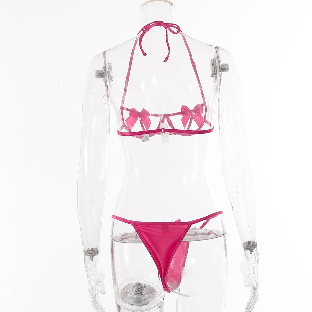 Set de Lenjerie Sexy Roșu Decupat pentru Femei, Trei Piese