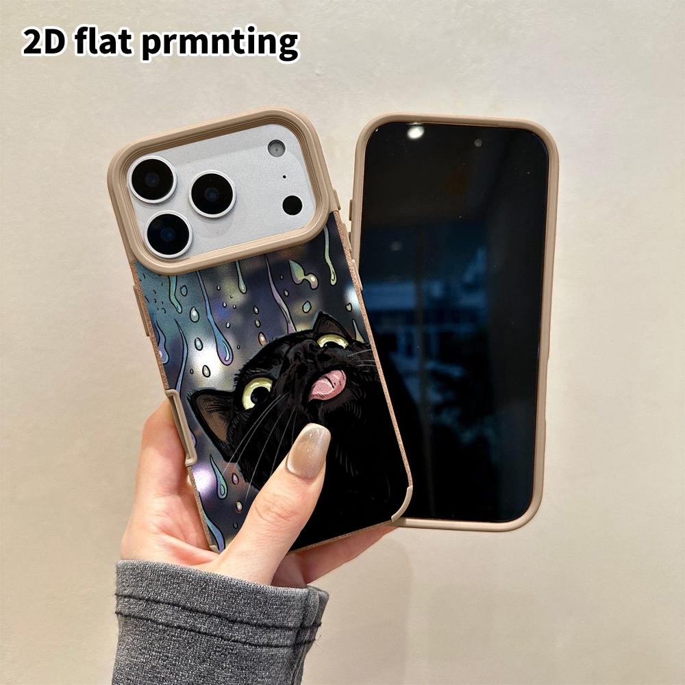 Phone Case: 2D flat lambskin suitable for iPhone 18, 17, 16, 15, 14, 13 Pro film protection case,rainy night city, Christmas and Halloween gifts