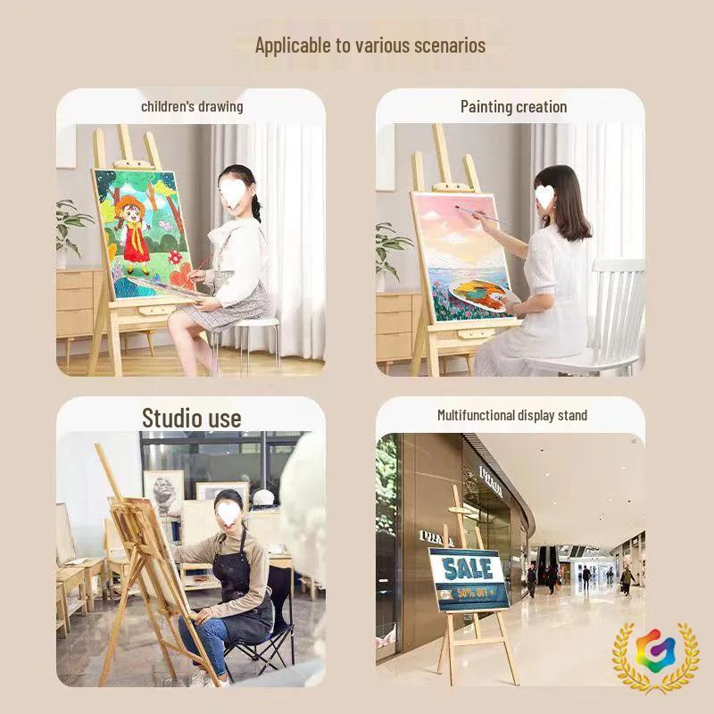 Wooden Tripod Floor Easel for Oil Painting - Foldable Art Student Stand