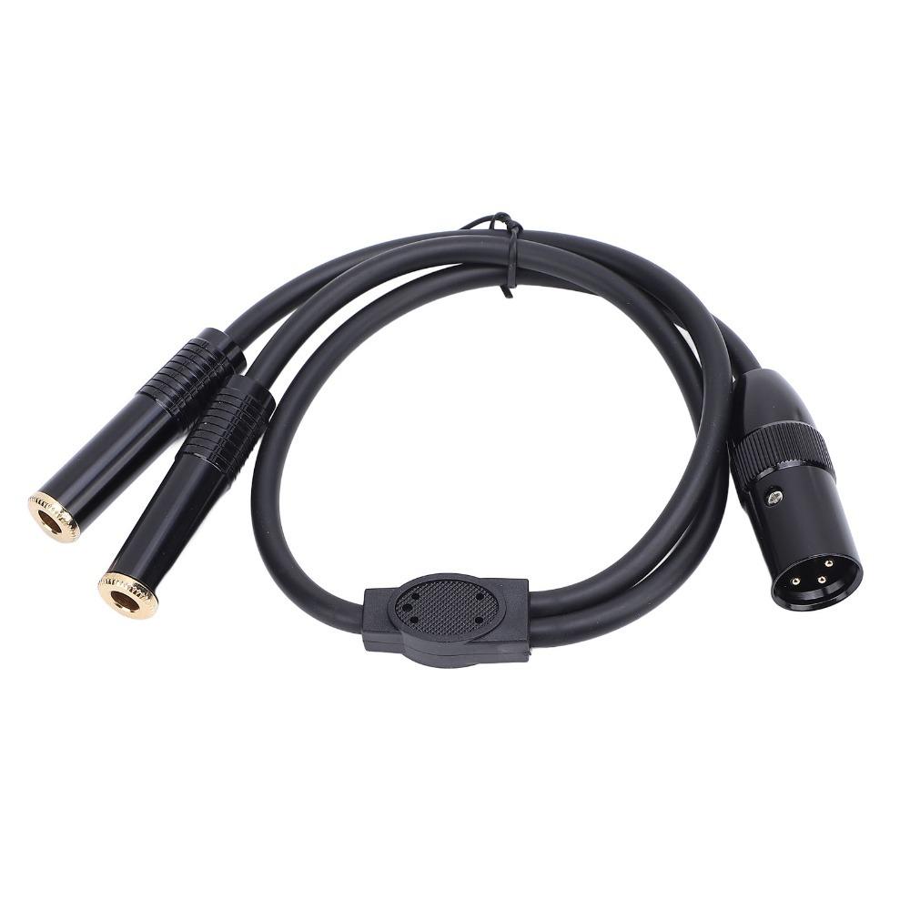 Gold Plated 3Pin XLR Male to Dual 6.35mm Female Microphone