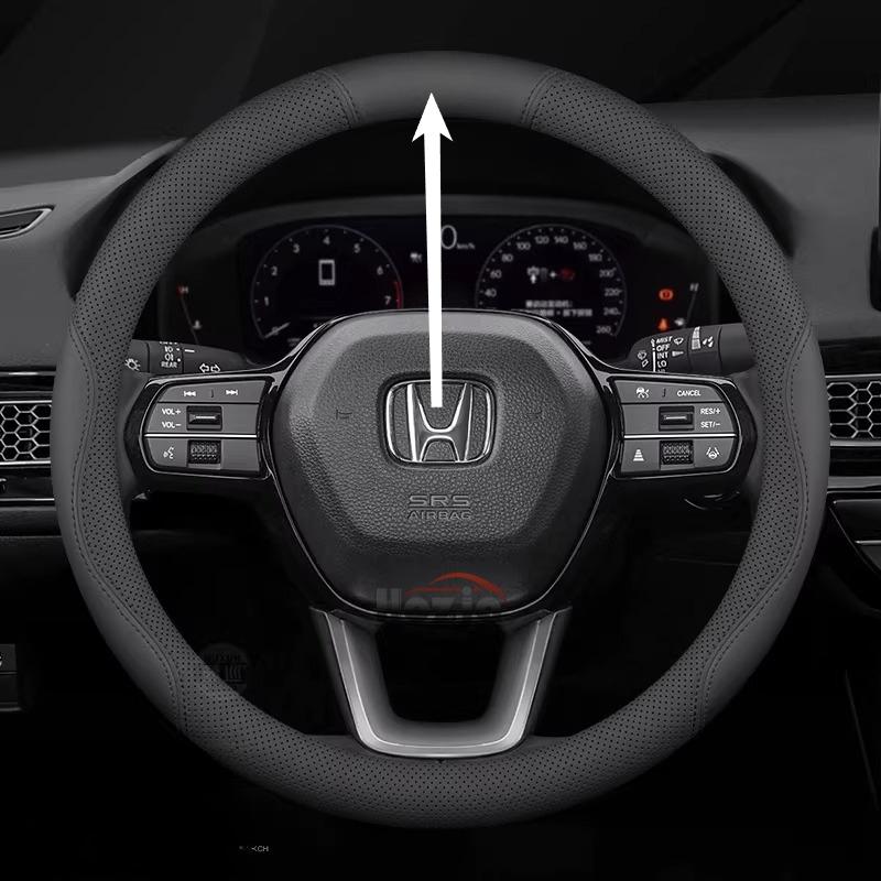AAAKM1 Leather Car Steering Wheel Cover for Honda HRV CRV Civic City Passport Accord CRZ 2022 2023 2024 2025 2026 Interior Accessories