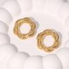 Stainless Steel Geometric Square Stud Earrings for Women Exaggerated Gold Color Irregular Textured Earrings Jewelry Party Gifts