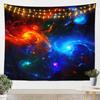 Vibrant Galaxy Nebula Tapestry, Swirling Red & Blue Cosmic Cloud on Dark Starry Backdrop, Aesthetic Wall Decor for Home