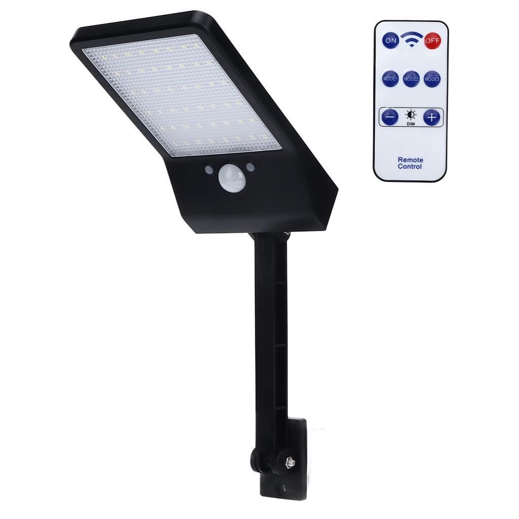 Outdoor Wall Solar Light 48 LEDs Security Motion Sensor Lamp for Garage Fence Patio Porch YardBlack