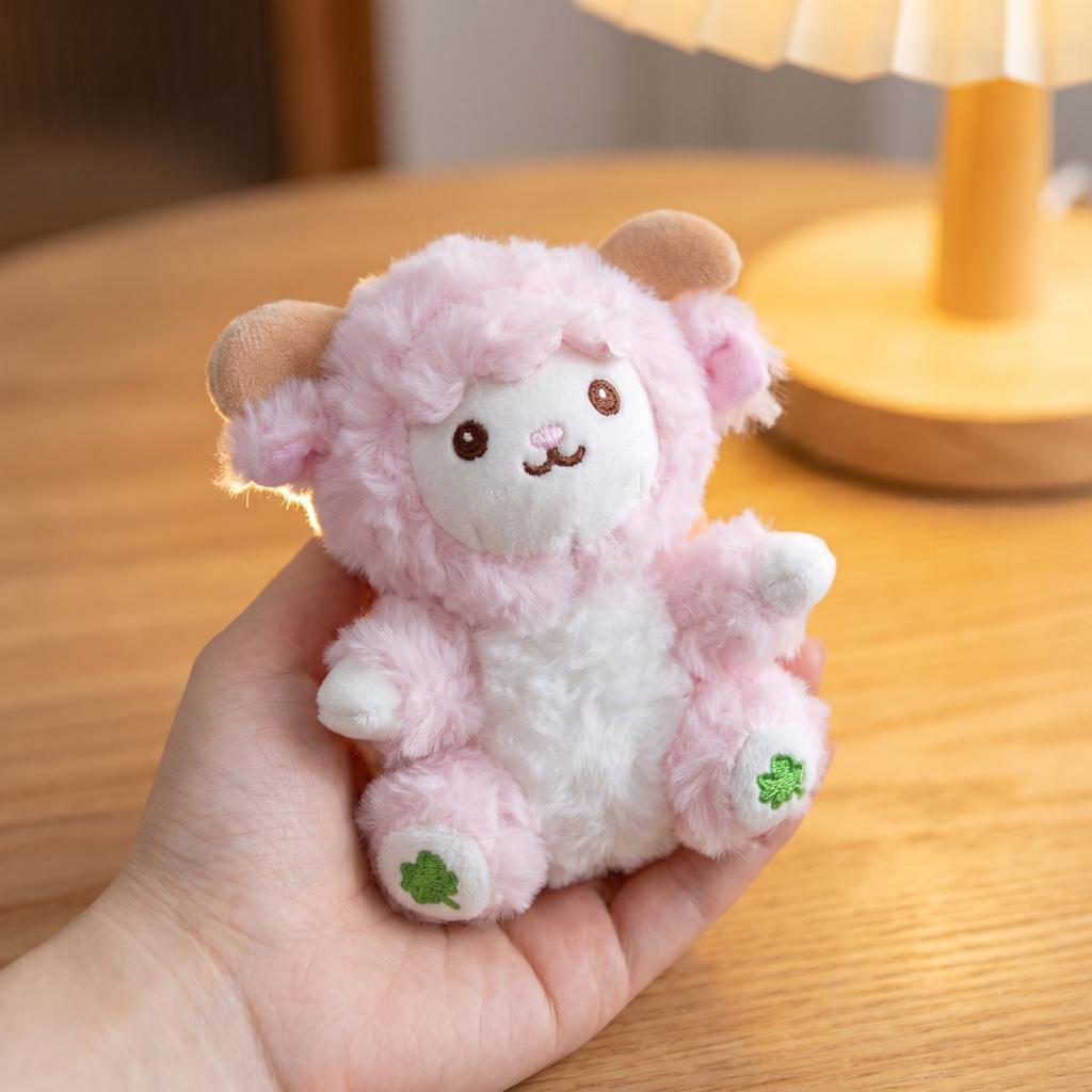Lamb Plush Keychain - Soft Stuffed Animal Hanging Decoration for Backpacks and Bags