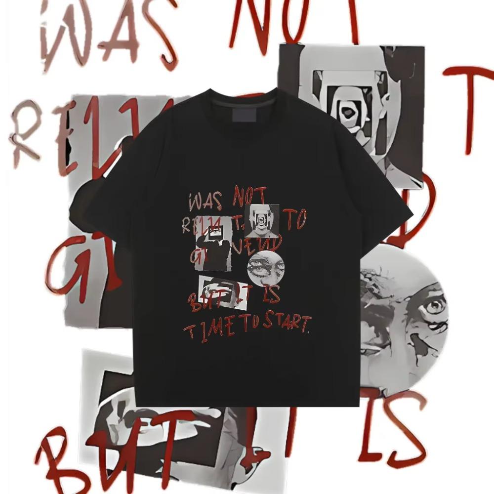 Street Hip Hop Prints Men Cotton T Shirt Othing Creativity Oversized Short Sleeve Street culture Tops Men T Shirt 2024 New Style