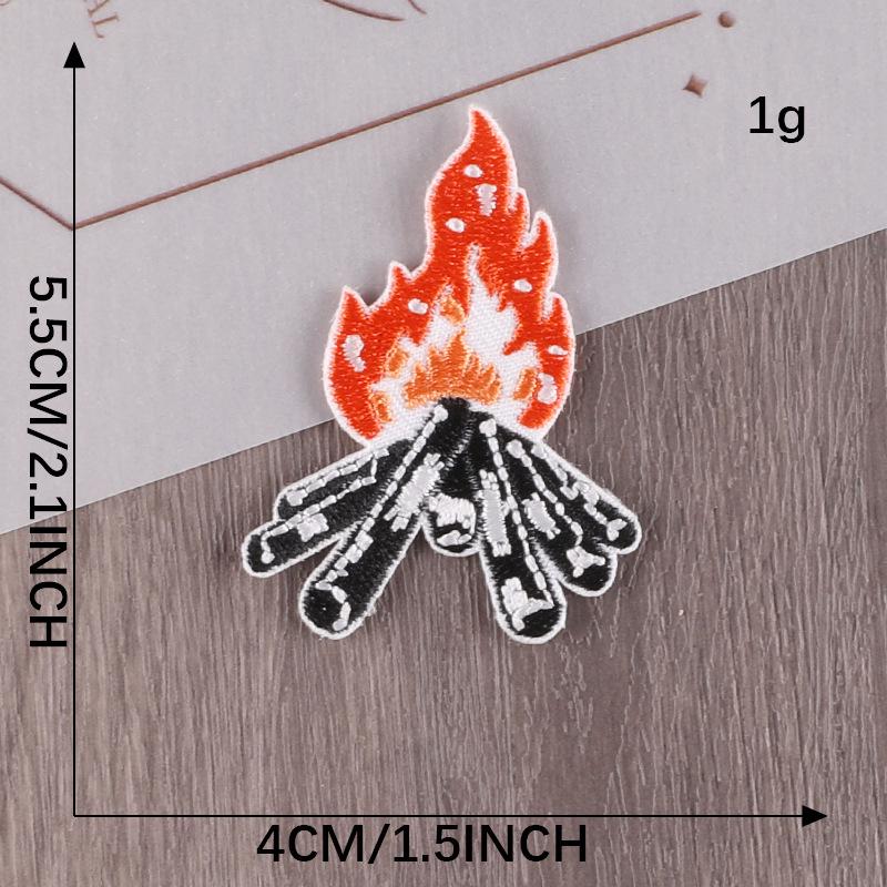 Bonfire Embroidered Patch - Round Cloth Label for DIY Clothing & Accessories