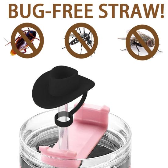 1/4ks Pokrývky na brčko na kovbojský klobouk Silikonové zakrývače na slámu v potravinářské kvalitě Univerzální velikost Legrační pohárek na prach ze slámy Příslušenství