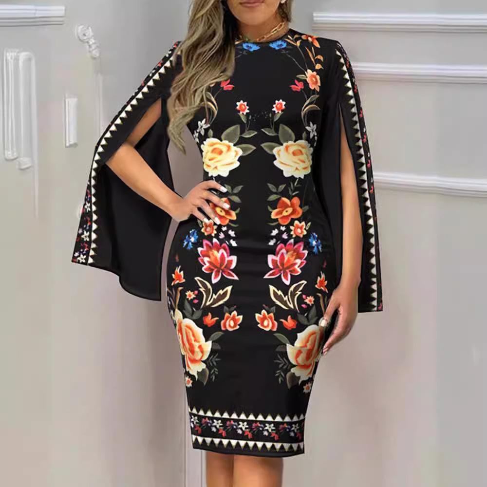 Summer V-neck temperament sexy fashion printed dress women's clothing