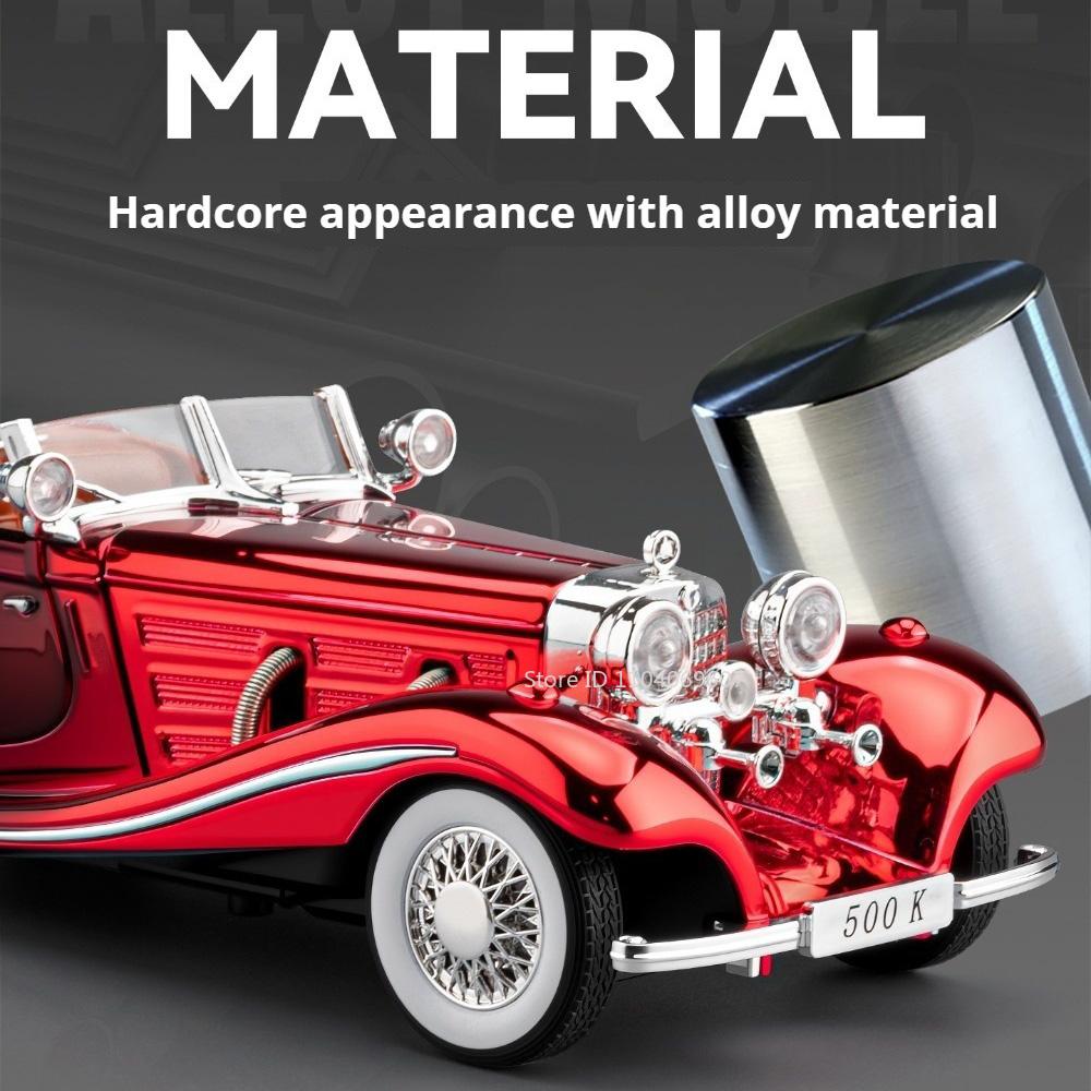 1:24 500K Atlantic Cars Toy Alloy Models with Light Sound Doors Opened Miniature Car Wheel Steering Vehicles Collect Souvenirs