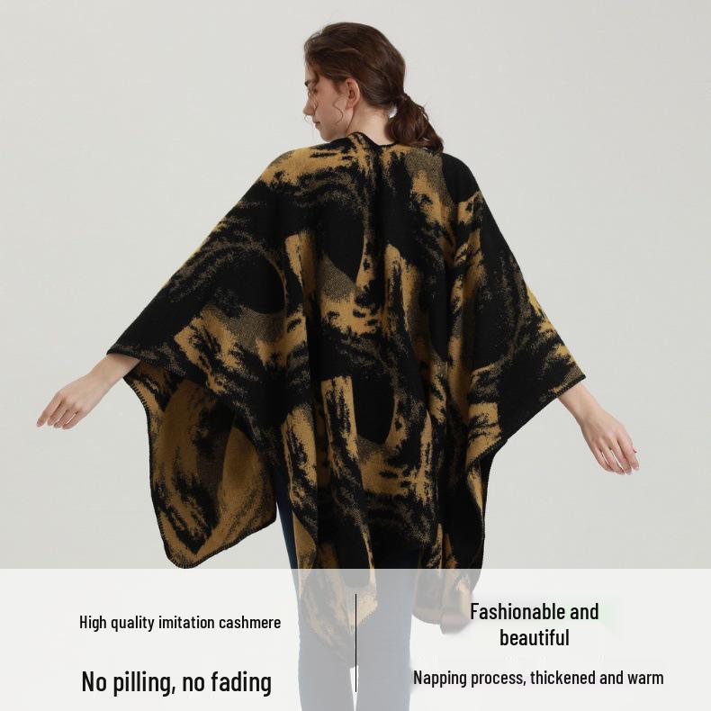 Women's Plus Size Imitation Cashmere Double-Sided Jacquard Shawl
