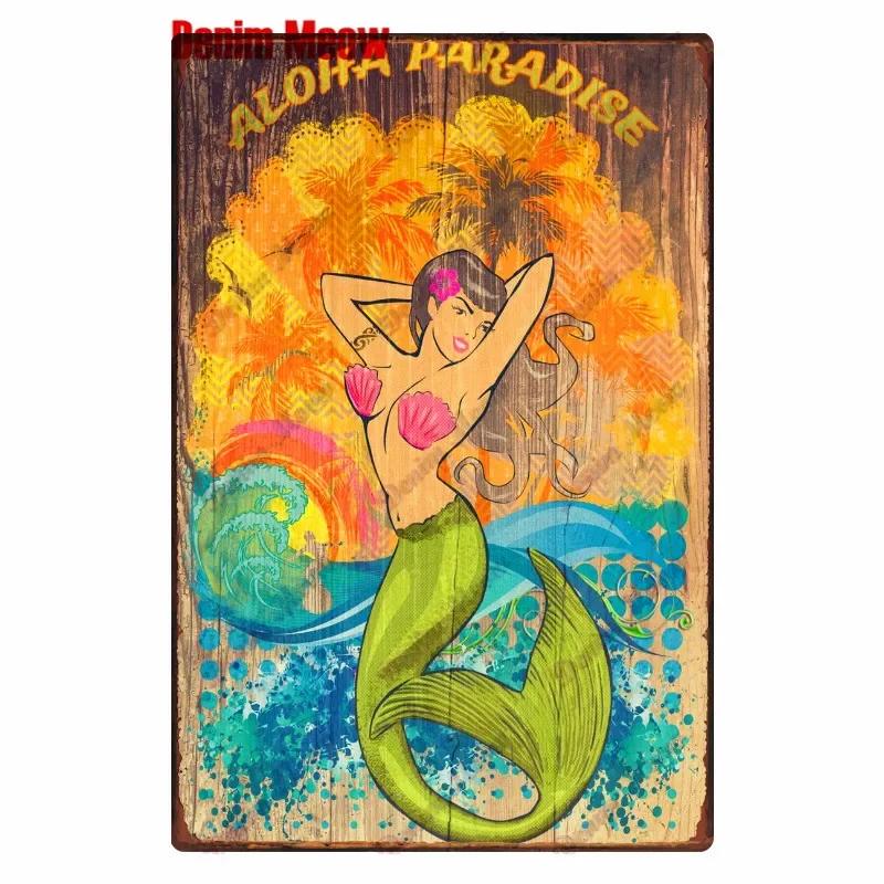 Beach Metal Tin Sign, Vintage Summer Beach Plates, Relax Wall Sign, Pool Tiki Bar Pub Seaside Ocean, Happy Place, Decor WY161