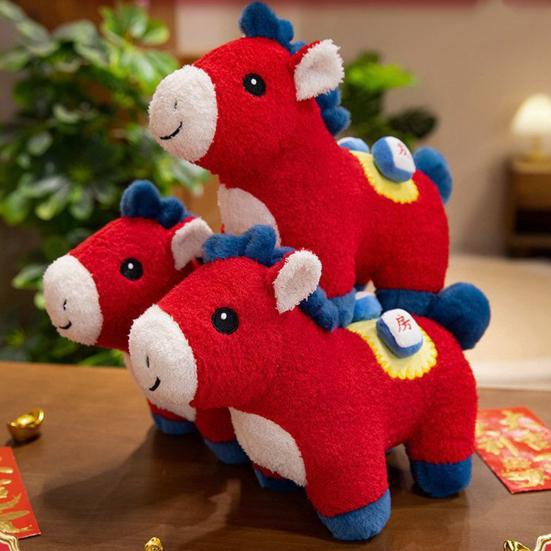 Horse Plush Toy 2026 Year of The Horse Zodiac Mascot Soft Stuffed Animal Chinese New Year Lucky Ornament