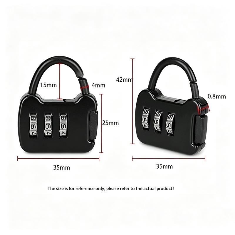 3 Digit Combination Padlock Zinc Alloy Mini Password Lock Colorful Anti Theft Lock For Luggage Gym Locker Cabinet