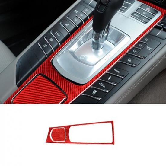 2x Red Carbon Fiber Car Center Sonsole Panel Sticker For Porsche Panamera 10-16