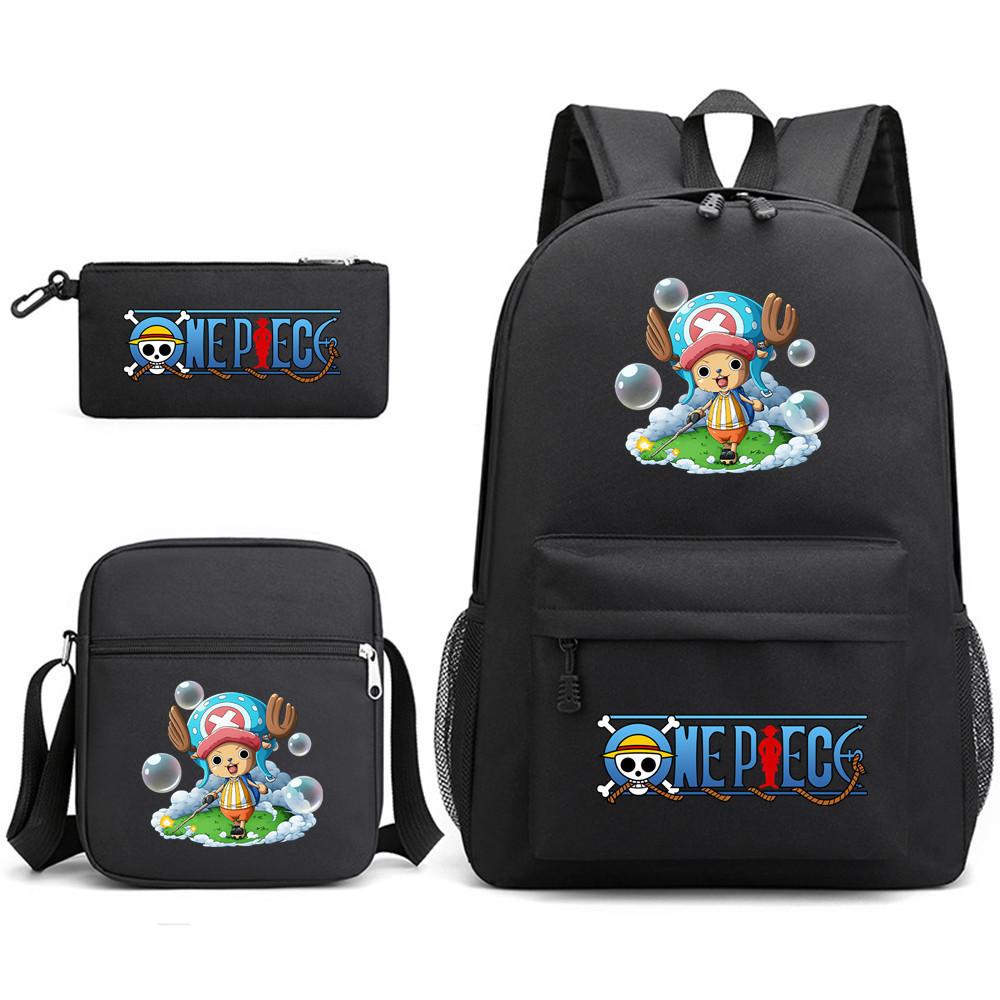 One Piece Anime Rucksack für Schüler Outdoor Campus Schultasche mit Federmäppchen Digitaldruck