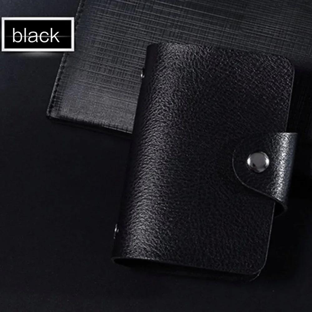 

Чехол для карт из искусственной кожи на 24 отделения - визитница и держатель паспорта, 10,5x7,5x2 см, вмещает 24 карты, идеально подходит для мужчин и женщин чёрный