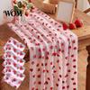 Elegant Event Table Liners Sheer Tulle Runner, Strawberry Cherry Lemon Pattern, Summer Soft Polyester Runner Overlay, Seasonal Fruit for Birthday